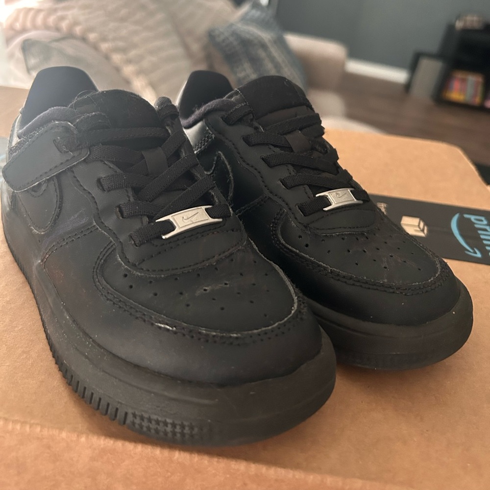 Nike kids black air forces 12c